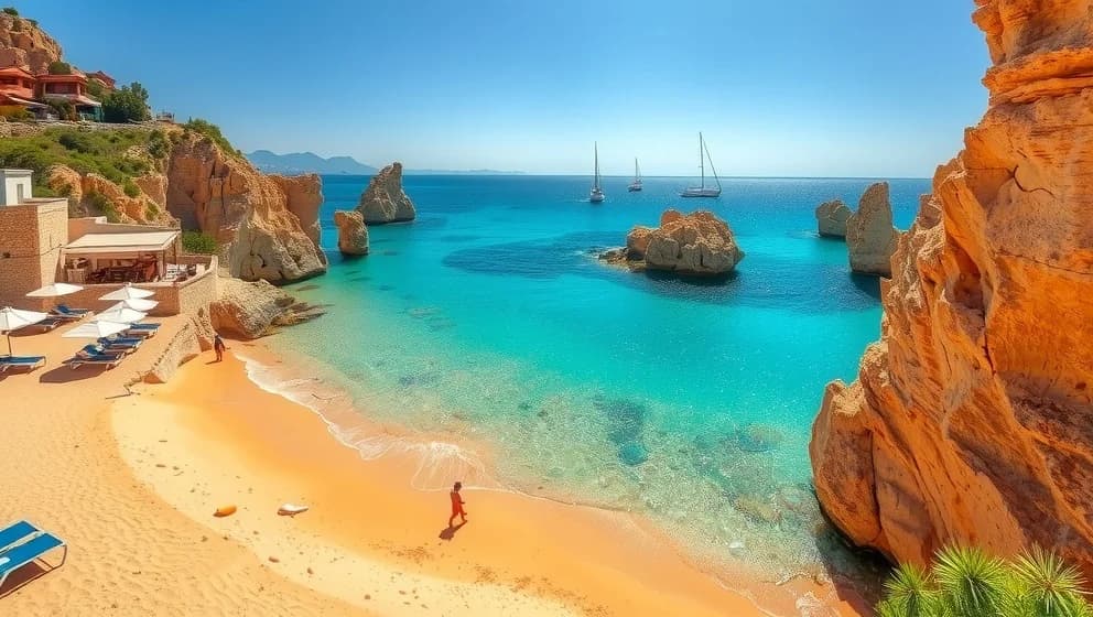 Cala de Mijas älskad strand vid Medelhavet